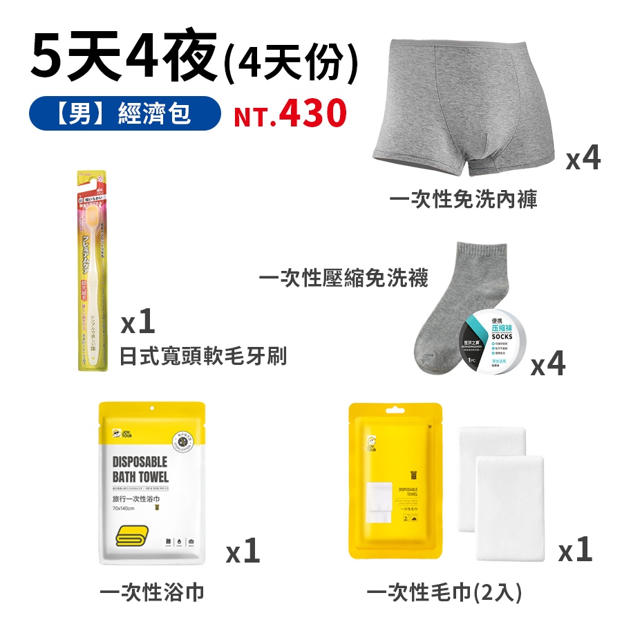 一次性旅行組合包_商品圖_0001_5天4夜_男-經濟包.jpg