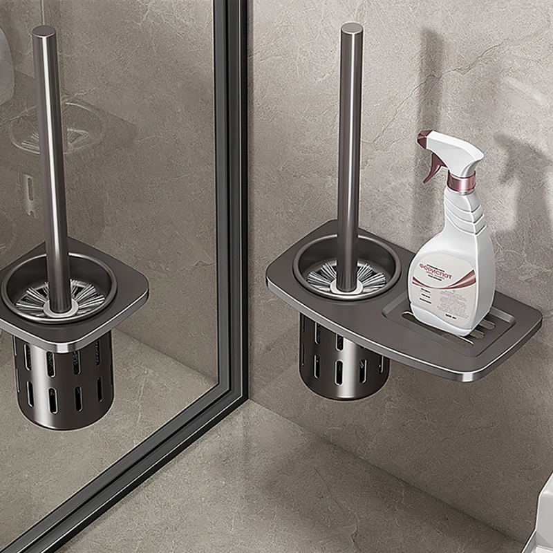 【太空鋁免打孔系列】馬桶刷置物架